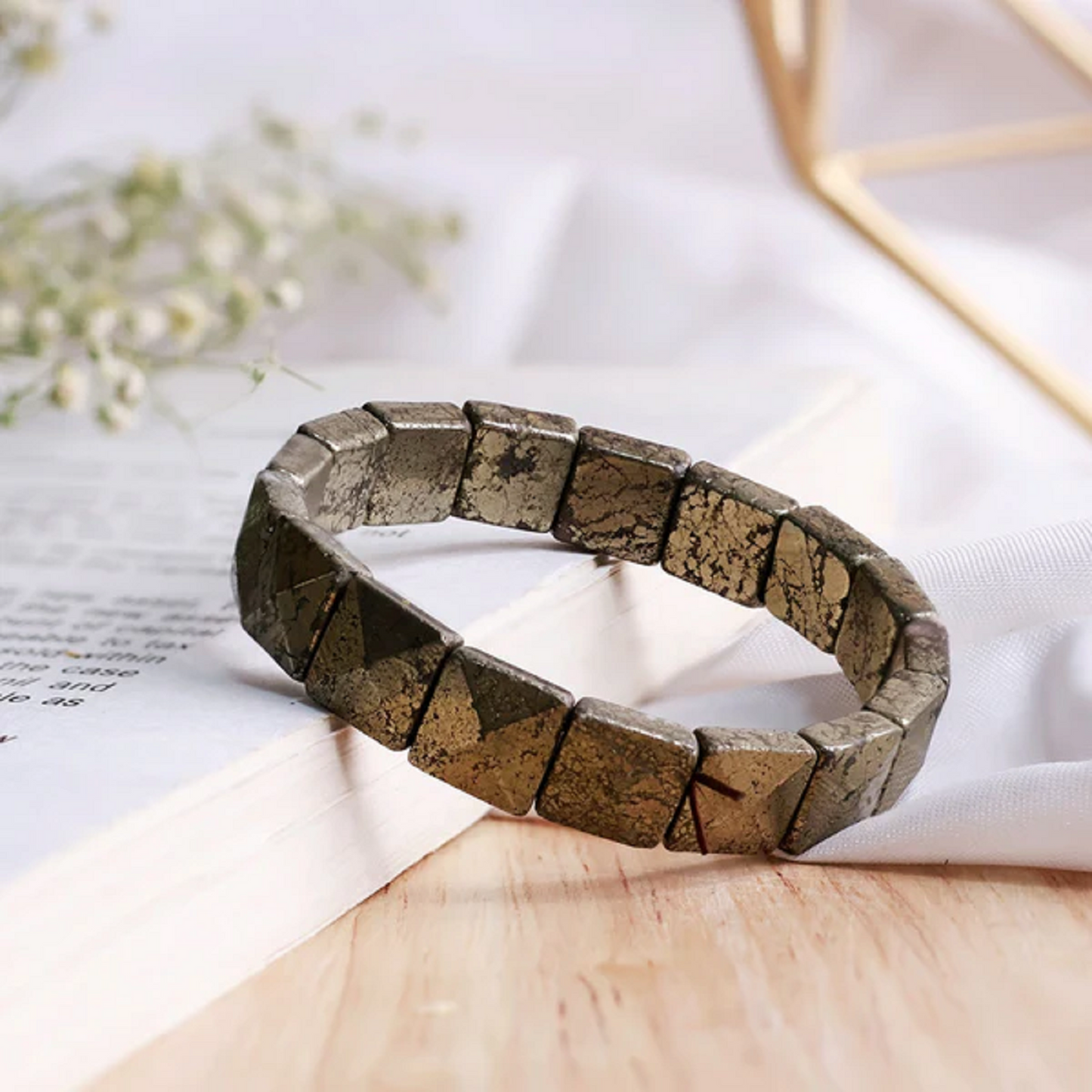 Natural Pyrite Crystal Bracelet – Protection, Wealth & Confidence