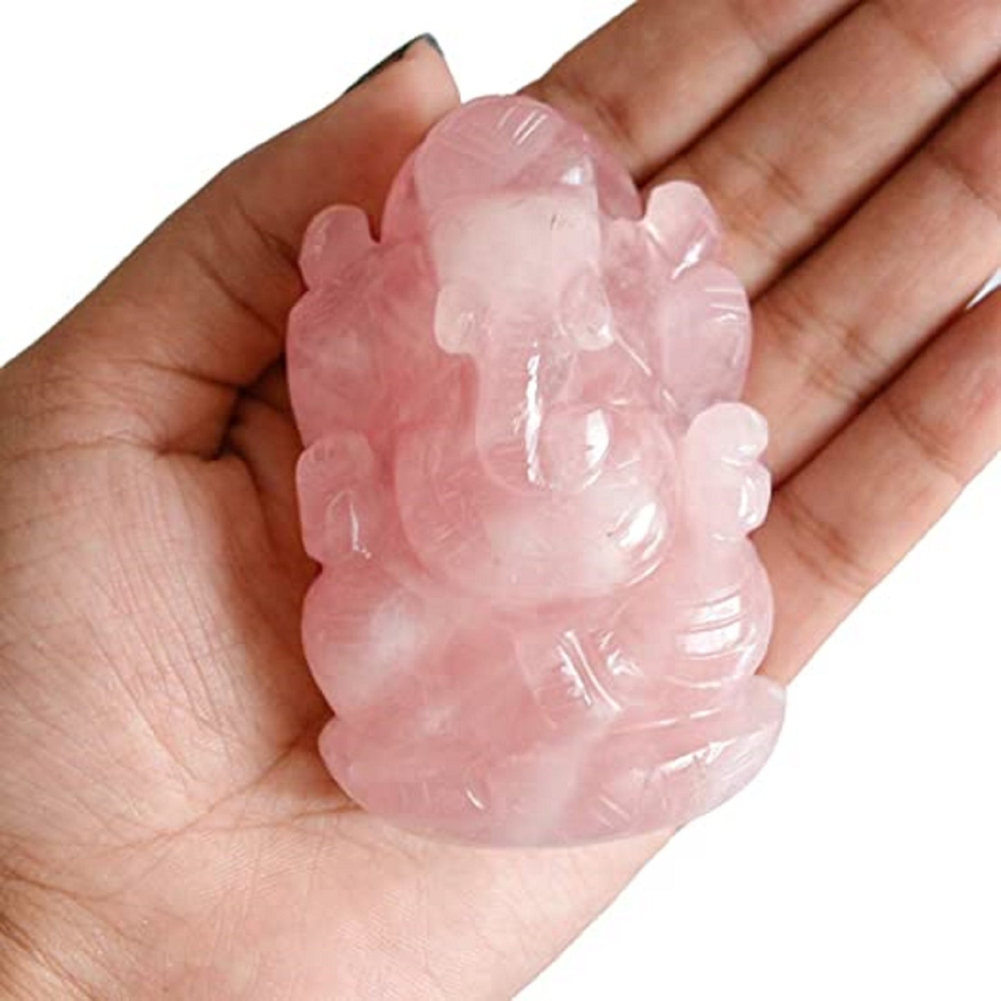 Rose Quartz Ganesha Idol, Ganesha Murti, Ganesha Statue, Natural Crystal Ganesha, Stone Ganpati 2.5 - 3 inch Approx