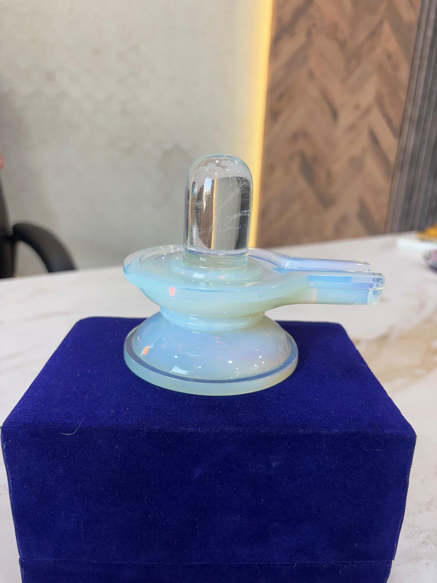 Opal and crystal quartz shivling, saphatik shivling, crystal quartz shivling, opal shivling, mahadev shivling