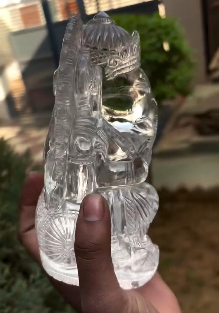 Clear Sphatik Ganesha Idol | Hand-Carved Quartz Ganapati Statue | Hindu God Figurine | Vastu Decor | Crystal Ganesha Murti | Spiritual Gift