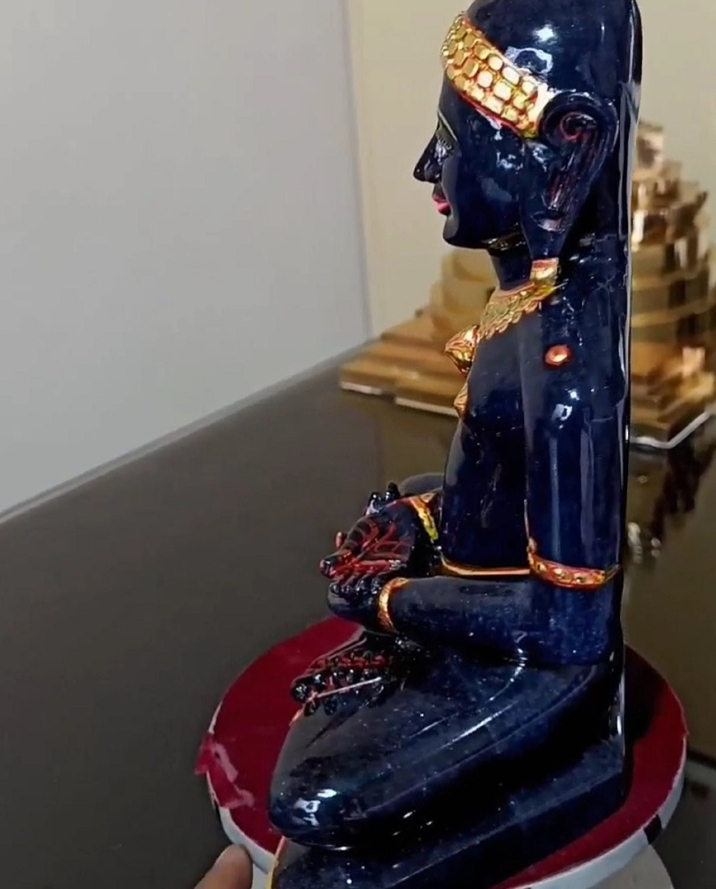 Lord Mahaveer Swami, Handmade Statue, blue jade Stone Statue, Idol Mahaveer Statue