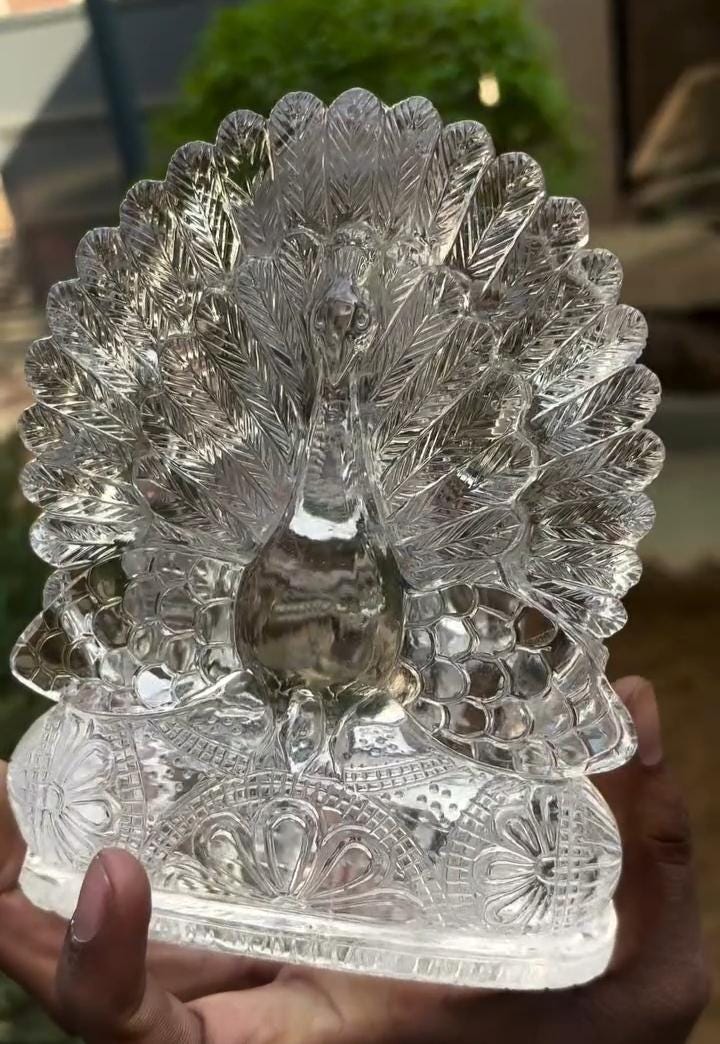 Clear Sphatik Ganesha Idol | Hand-Carved Quartz Ganapati Statue | Hindu God Figurine | Vastu Decor | Crystal Ganesha Murti | Spiritual Gift