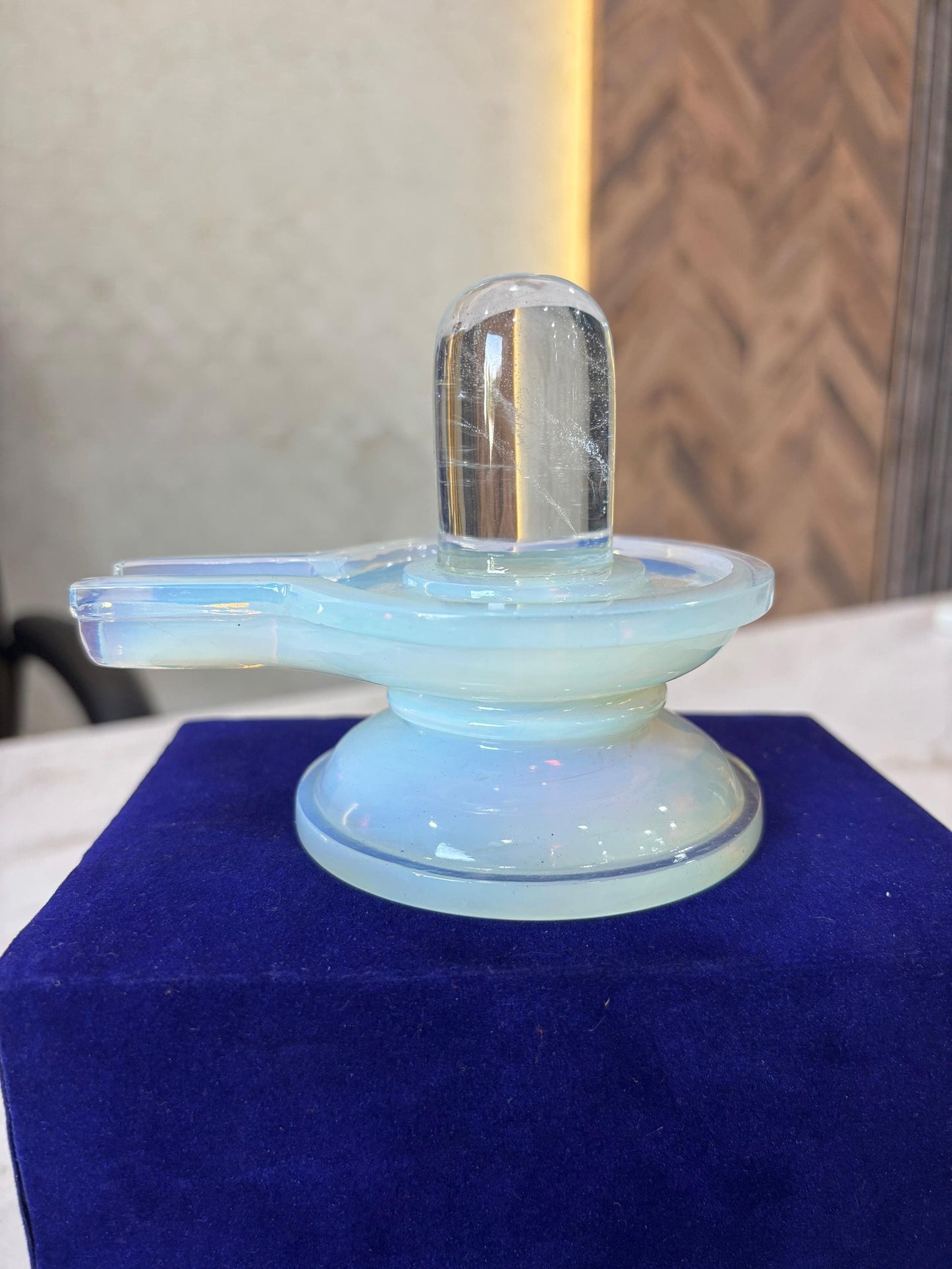 Opal and crystal quartz shivling, saphatik shivling, crystal quartz shivling, opal shivling, mahadev shivling