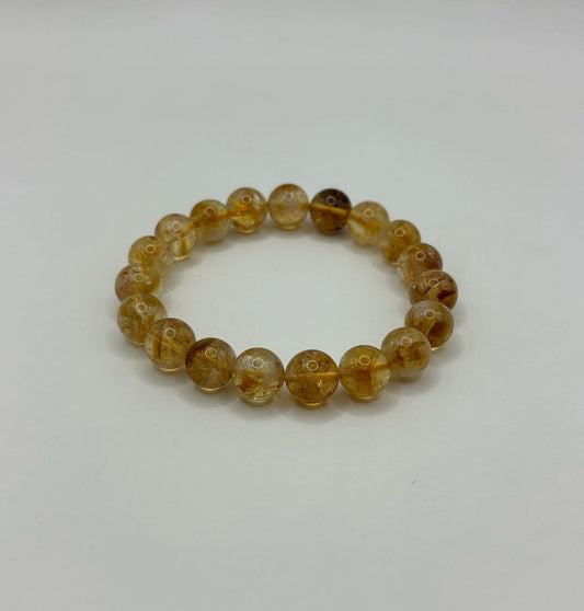 Citrine Bracelet 8mm | Natural Citrine Crystal Beads | Yellow Gemstone Stretch Bracelet | Abundance & Prosperity Jewelry