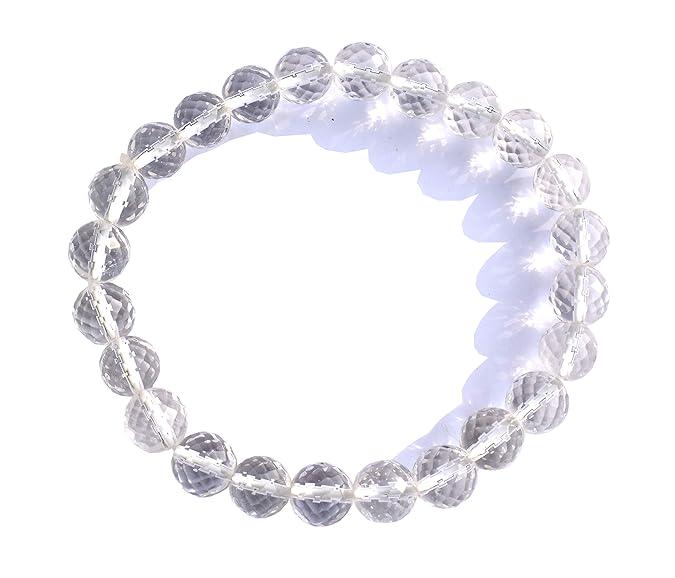 Clear Quartz Diamond Cut Bracelet | Sphatik Healing Crystal | Natural Faceted Gemstone | KrishnamCarve Spiritual Jewelry