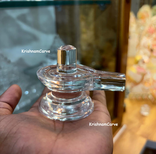 Clear Quartz Crystal Shivling |Hand-Carved Transparent Shivling |Spiritual Healing Stone | 2.5-Inch Lingam for Puja, Meditation & Home Decor