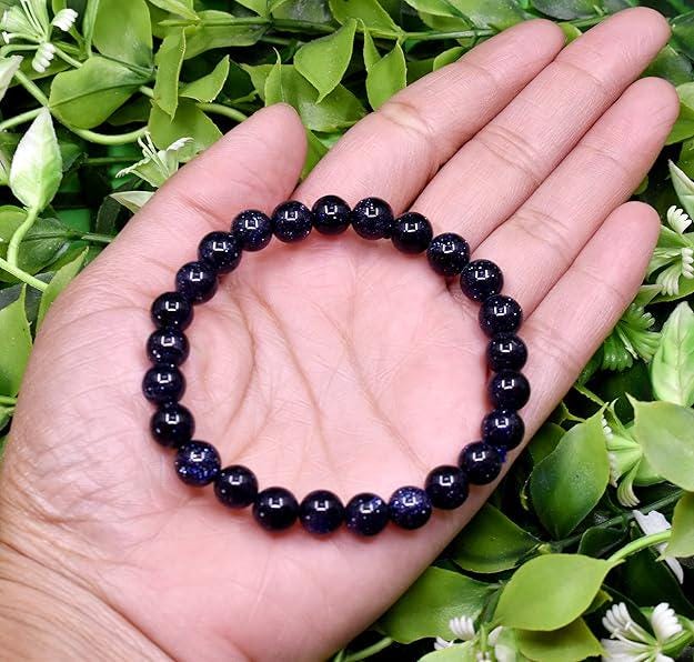 Blue Sun Sitara Bracelet 8mm | Blue Goldstone Crystal Beaded Bracelet | Healing Energy Jewelry | Stretch Bracelet for Women & Men