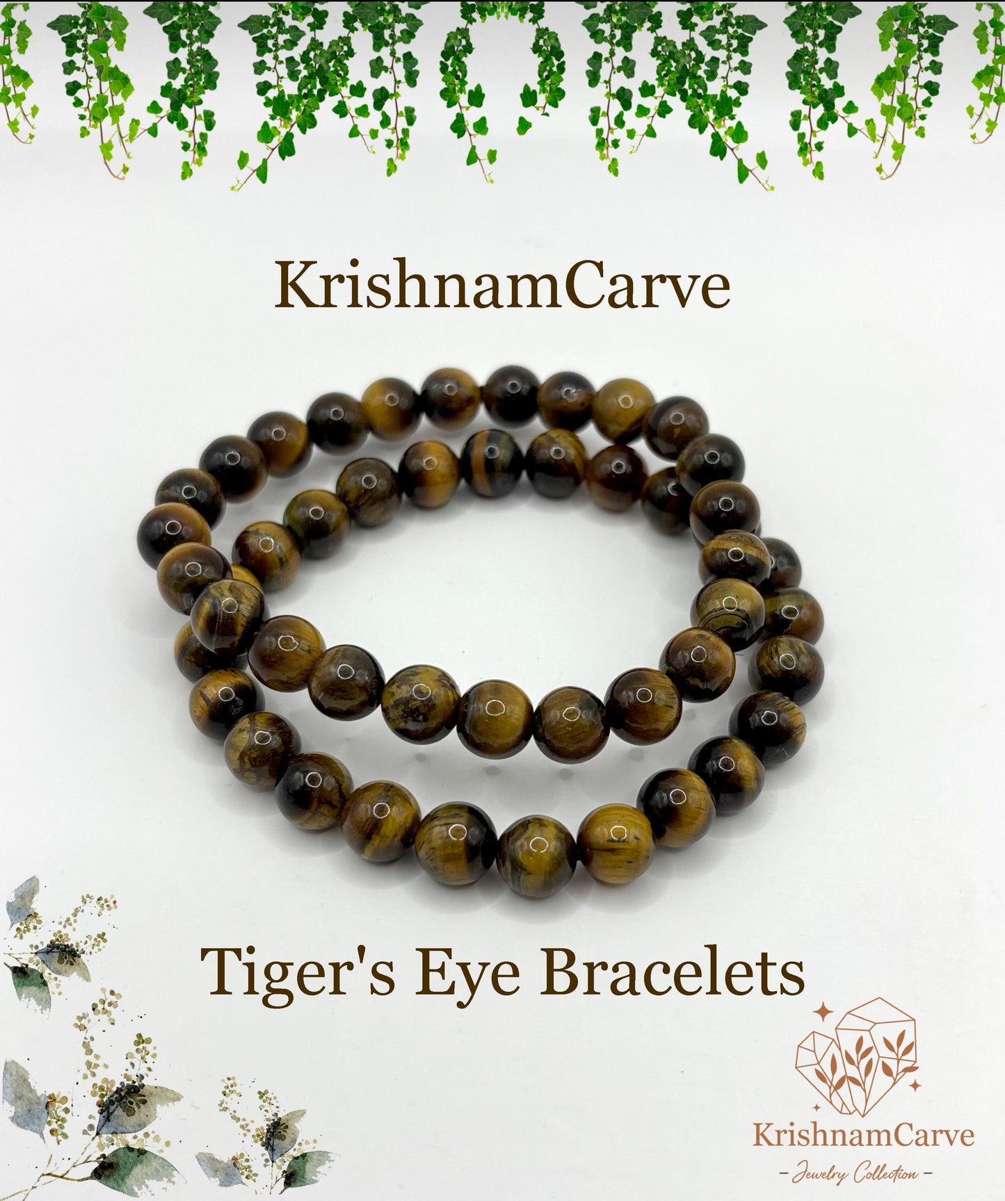 Tiger's Eye Bracelet | Natural Stone Bracelet for Strength & Protection | Healing Crystal Jewelry | Unisex Beaded Bracelet