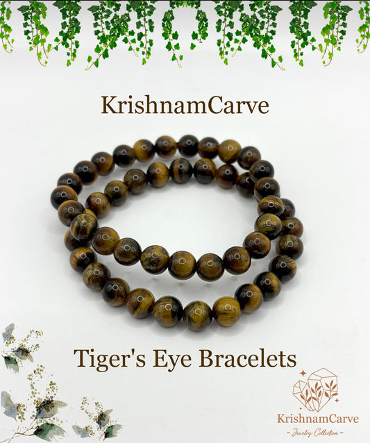 Tiger's Eye Bracelet | Natural Stone Bracelet for Strength & Protection | Healing Crystal Jewelry | Unisex Beaded Bracelet