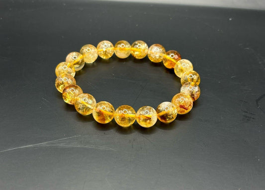 Citrine Bracelet 8mm | Natural Citrine Crystal Beads | Yellow Gemstone Stretch Bracelet | Abundance & Prosperity Jewelry