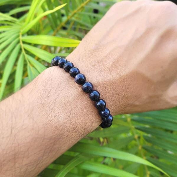 Blue Sun Sitara Bracelet 8mm | Blue Goldstone Crystal Beaded Bracelet | Healing Energy Jewelry | Stretch Bracelet for Women & Men