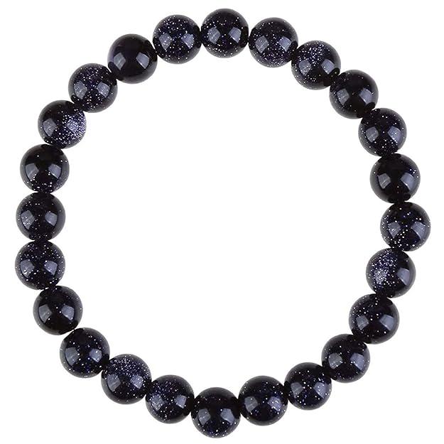 Blue Sun Sitara Bracelet 8mm | Blue Goldstone Crystal Beaded Bracelet | Healing Energy Jewelry | Stretch Bracelet for Women & Men