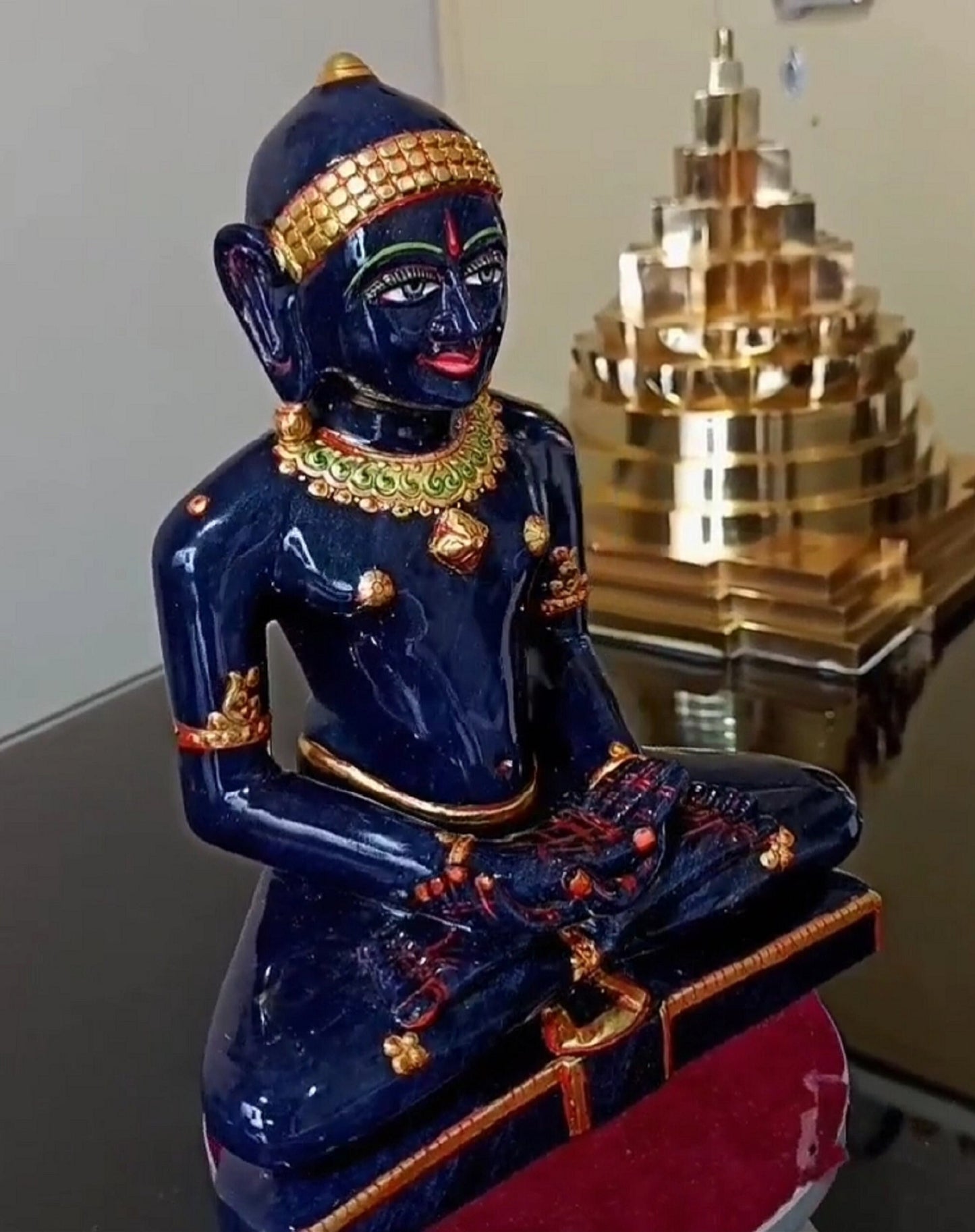 Lord Mahaveer Swami, Handmade Statue, blue jade Stone Statue, Idol Mahaveer Statue