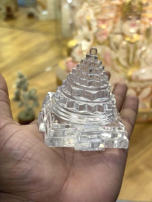 Handcrafted Sphatik (Crystal Quartz) Shri Yantra for Positive Energy, Wealth & Harmony | Sacred Geometry Spiritual Decor | Vastu Remedy