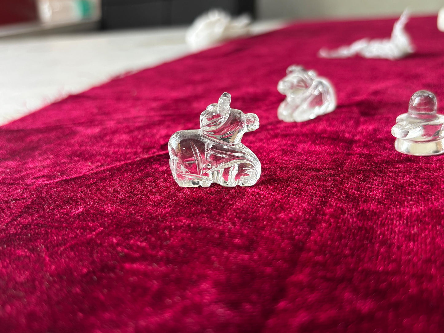 Clear Quartz Shivling and Nandi Set | Natural Sphatik Crystal Shivling with Nandi Idol | Hindu Spiritual for puja | Mini Home Temple Idol